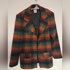 Vintage JRT James River Traders Wool Blazer Jacket Size 6 USA Made Multi Color